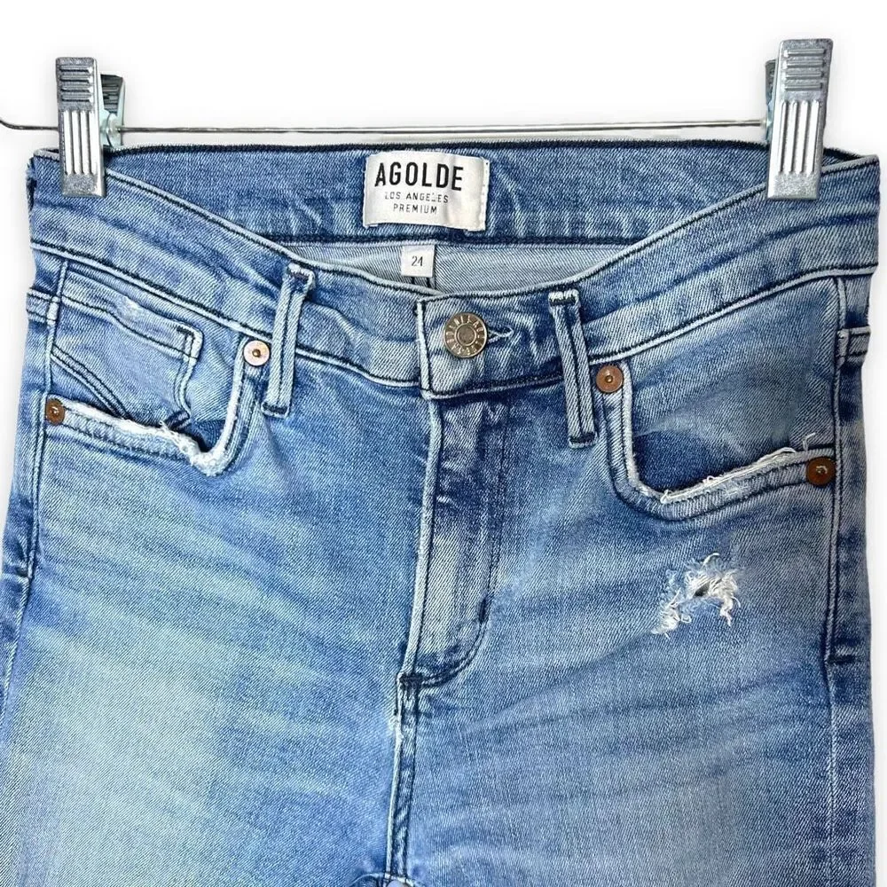 AGOLDE Sophie Distressed High Rise Skinny Crop Jeans A018-843 Size 24